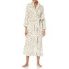 Natori Women's Plush Leopard Robe Length 52", Sand Taupe, Small
