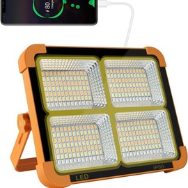 Portable LED Work Solar Light 100W 16500mAh 10000 LM with Stepless Brightness Job Site Battery Rechargeable LED Floor Light for Emergency Worklight for Hurricane - Colour: Orange