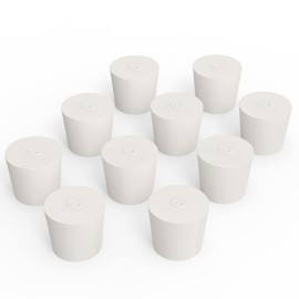 FunChem Pack of 10 Solid Rubber Stoppers Size 6# White Tapered Tapered for Lab Caps and Plugs