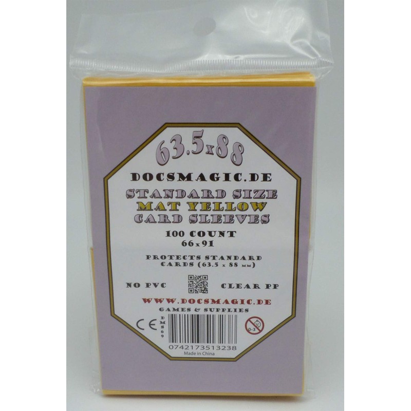 docsmagic.de 100 Mat Yellow Card Sleeves Standard Size 66 x