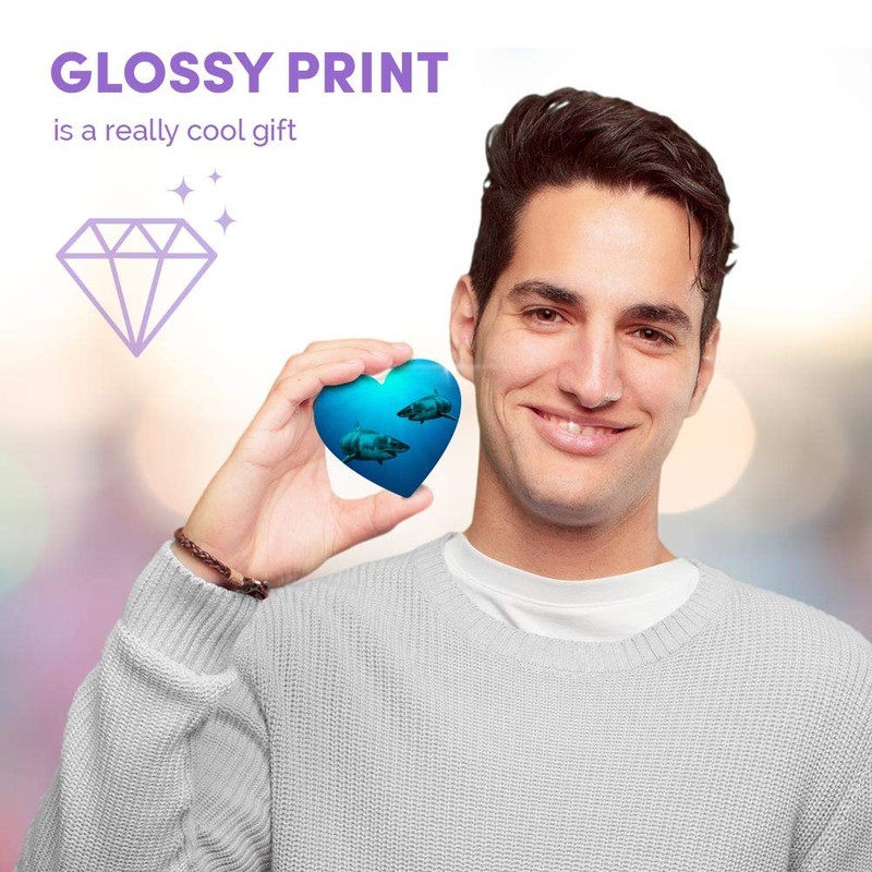 1 x Heart MDF Magnets - Great White Shark Underwater