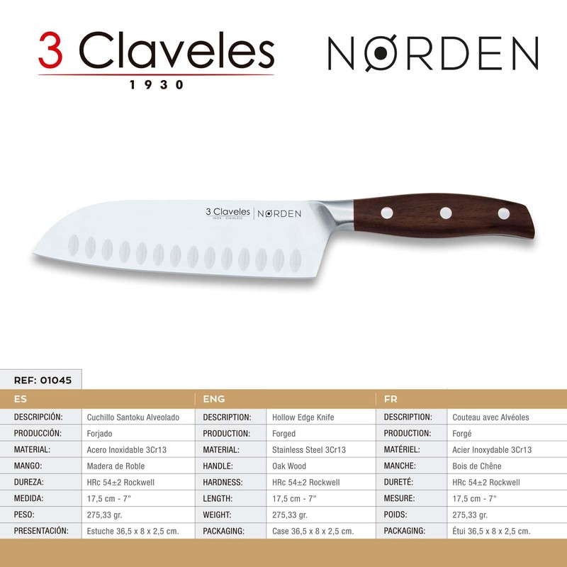 Cuchillo Forjado Santoku Diameter 17.5 cm - 7 Inches E