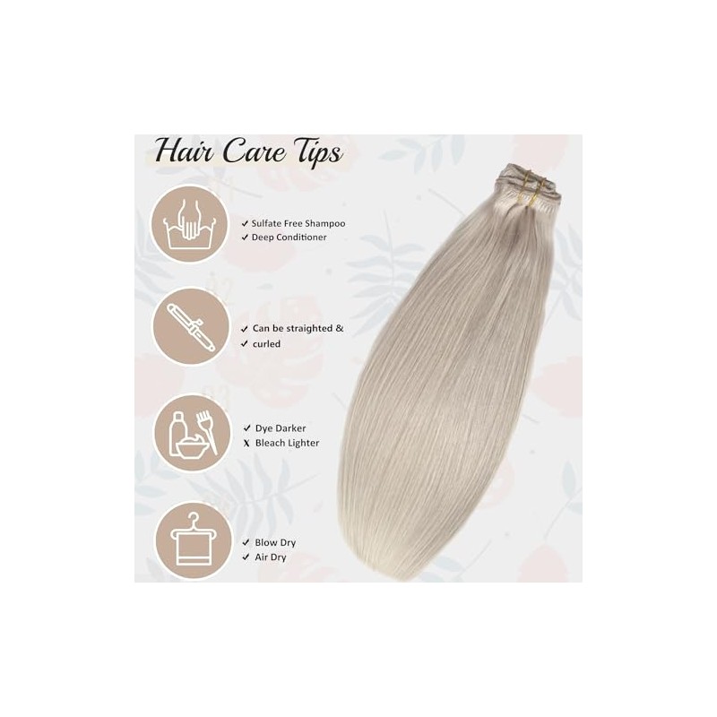 Extensiones De Cabello Liso Con Clip, Cabello Humano Real 100%