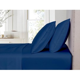SKINA Twin Bed Sheets Set - 3 Pieces: Deep Pockets, Double Brushed Fabric, Exceptionally Soft, Breathable and Wrinkle Resistant - Eco-Friendly Hotel Luxury - Classic Navy Blue, Comfort You Can Trust