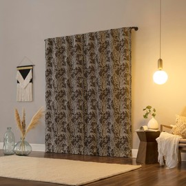 Sun Zero Pedra Paisley Embroidery 100% Blackout Back Tab Curtain Panel, 40" x 84", Chocolate Brown