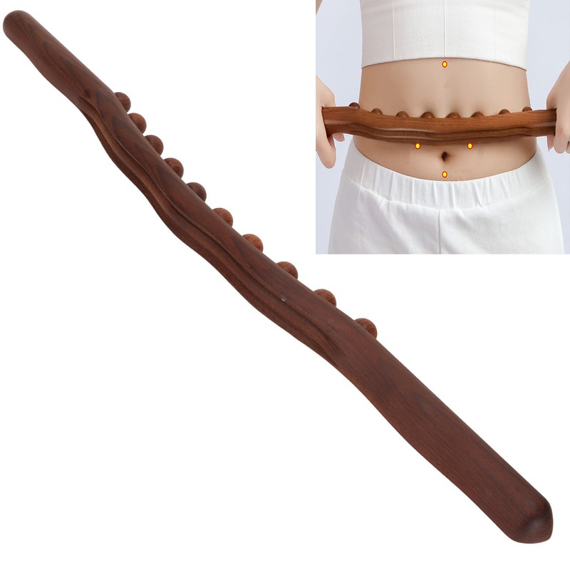 Wooden Scraping Stick Cellulite Removal Lymphatic Drainage 10 Beads Gua