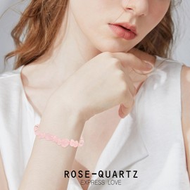 Rose Quartz Bracelet Crystal Bead Bracelet for Women, Mothers Day Gifts for Mom Valentine's Day Jewelry for Girlfriend Wife Lover Birthday Gifts Christmas Gifts