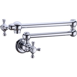 TRUSTMI Brass Wall Mounted Kitchen Pot Filler Faucet with Double Joint Swing Arm,Chrome