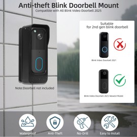 Blink Doorbell Camera Mount 2nd Gen,New Adjustable Doorbell Mounting Bracket for Blink Video,Anti Theft Doorbell Mount (Black)