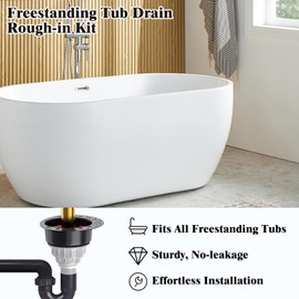 ZACCAS Freestanding Tub Drain Rough-in Kit, [Built to Last][Easy Installation] Bathtub Drain Kit with PVC Plastic Adapter and Brass Tail Pipes, for Freestanding, Floor Mounted, Copper Bathtub