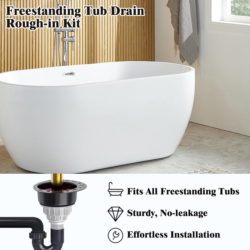 ZACCAS Freestanding Tub Drain Rough-in Kit, [Built to Last][Easy Installation]