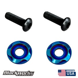 Blackworks Racing 2 TITANIUM BURNT LICENSE PLATE FRAME HEX SECURITY BOLTS WASHERS SCREWS BLACK