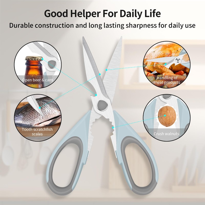 Sairps Left Handed Scissors - Multifunctional, Heavy Duty for Meat