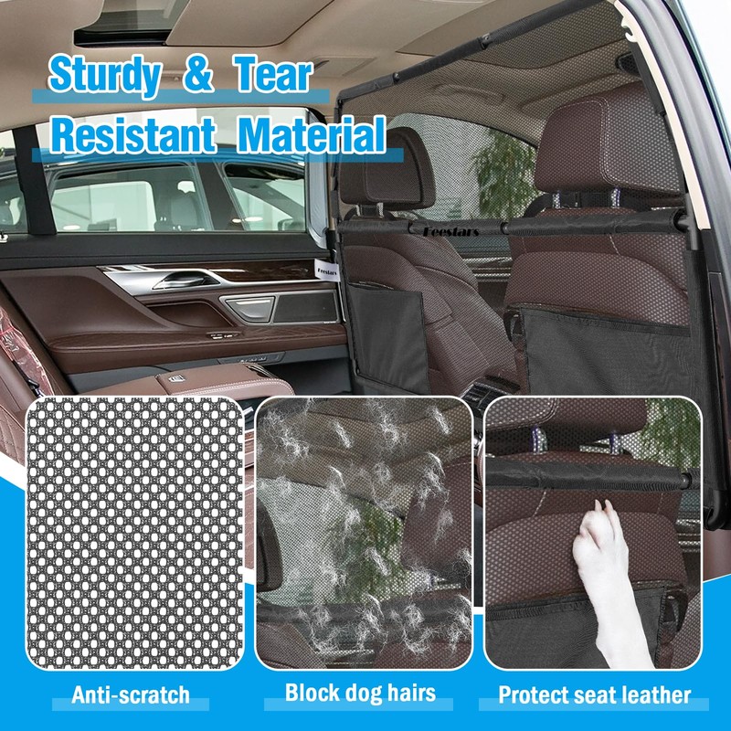 Feestars Dog Barrier for SUV Truck,56" Car Divider for Pet,