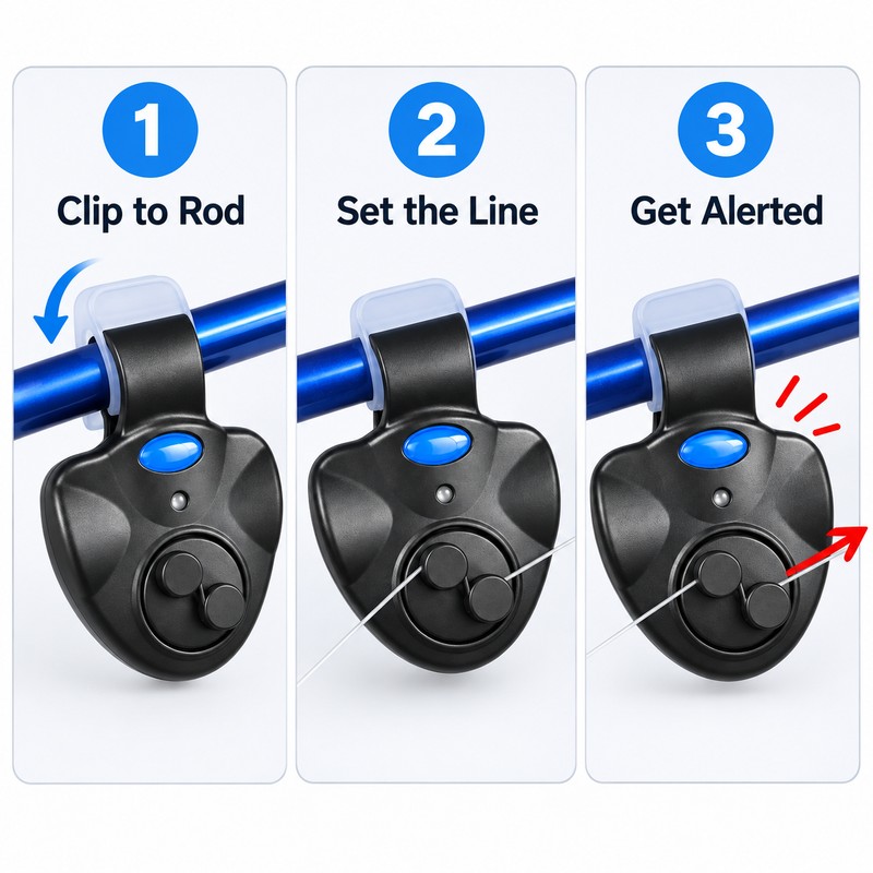 Electronic Fishing Bite Alarm for Rods – Clip-On Sound &