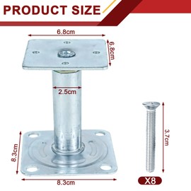 Post Brackets, Pack of 2 Post Brackets, Height Adjustable 100-130 mm, Reinforced Galvanised Steel, Post Support Adjustable, Joist Hanger with Screws, Post Shoe for Carport, Pergola, Fences, Gazebo