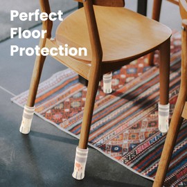 ShikaShito 32 Pieces (8 Sets) Cat Paw Chair Socks for Hardwood Floors - Anti-Scratch & Noise-Free, Knitted Material, Multi-Style, Upgraded with Adhesive Strips for Extra Hold and Thicker Padding