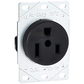 Legrand Pass & Seymour 3804 50 Amp 250V 2 Pole 3 Wire Power Outlet Flush Receptacle, NEMA 6 30R, Black (1 Count)