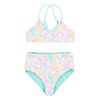 Hurley Girls' High Waisted Bikini 2-Piece Swimsuit, Blue Ice/Floral