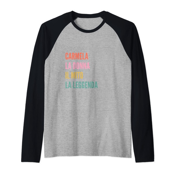 Funny Italian First Name Design - Carmela Raglan Baseball Tee