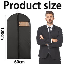 5 Pcs 60 * 100cm Suit Bags Suit Covers Dust Proof Garment Bags for Men Travel with Zip Waterproof Anti-mite Breathable Garment Protectors for Dresses, Wedding Gowns Coats Storage and Travel (Black)