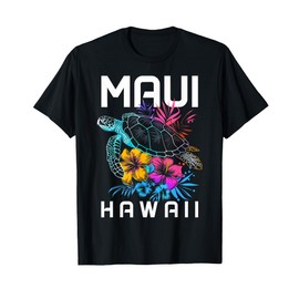 Maui Hawaii Sea Turtle Diving Flower Hawaii Souvenir T-Shirt