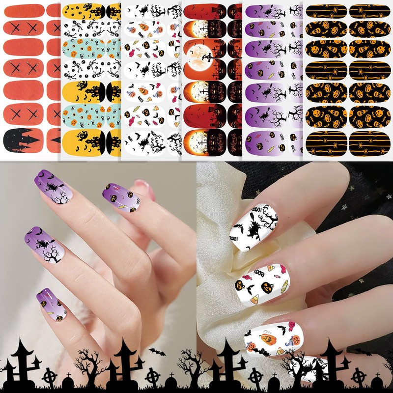 12 Sheets Halloween & Christmas Full Nail Wraps Stickers, Nail