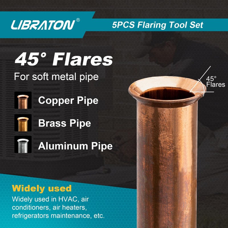 LIBRATON Flaring Tool, HVAC Flaring Tool Kit, Copper Flaring Tool,