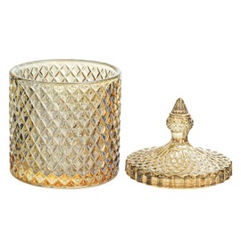 RockTrend Tarro decorativo para el hogar, para caramelos, caramelos, bufé, contenedor de almacenamiento de vidrio transparente con tapa de vidrio, grande, 16 onzas (ámbar, 16 onzas)