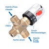 Thermostat Mischventil, 3 Wege Solid Messing Thermostatmischer, G1/2 Thermostatisches Mischventil