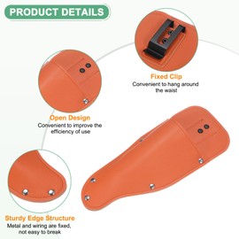 M METERXITY 4-Pack Garden Pruner Sheath, Portable Leather Pruning Shears Sheath Pliers Holder for Belt, Garden Scissors Leather Case for Hand Pruner/Garden Shears/Clippers [Black/Orange]
