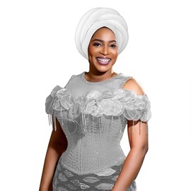 Traditional African Women's Head Wraps Twisted Braids Women's Turban Hat Nigeria Wedding Headtie Party Head Cover (white)