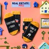 HAPPYPOP Unisex Realtor Real Estate Socks, Real Estate Agent Gifts