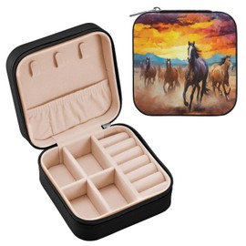 YETTASBIN Horse Jewelry Box for Teens Girls Women Birthday Christmas Gift, Portable PU Leather Jewelry Storage Box Mini Travel Jewelry Case for Necklace, Earrings, Rings, Bracelet