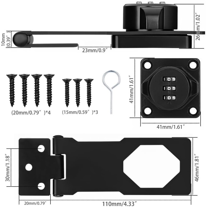 yotutun Hasp Lock Combination Lock Security Hasp Lockable Padlock with