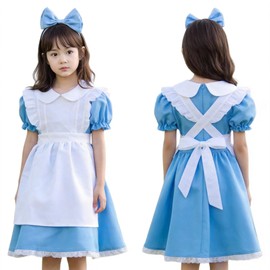 Joyasslly Alice Cosplay, Costume, Costume, Maid Outfit, Dress, Apron Included, Headband Included, Children's Dress, Halloween, Events, School Festivals, Cultural Festivals, Performance Clothes