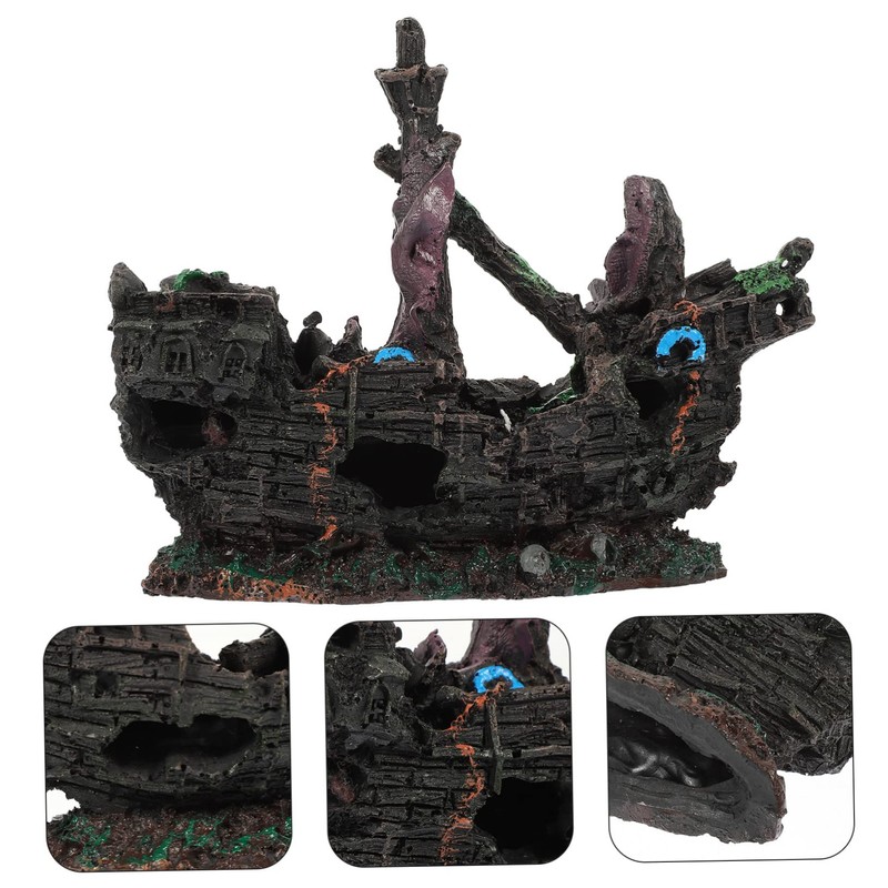 Zerodeko Shipwreck Aquarium Decor Underwater Shipwreck Craft for Fish Tank