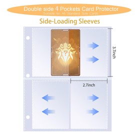 Sihdnok Trading Card Binder with Side-Loading Pages 400-Pocket Sports, Game, Membership & Shopping Card Album with Display Cover, Zipper & Wrist Strap, Fits Football Cards & More