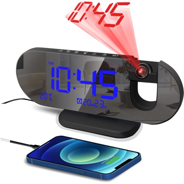 Digital Projection Alarm Clock Ceiling Wall Projector Clock & Snooze