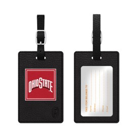 OTM Essentials Ohio State University Faux Leather Luggage Tag, Durable Travel Accessories with Adjustable Strap and ID Card, Classic