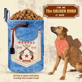 INSPECTOR TAIL Dog Treat Pouch No Spill & Easy Access w Airtight Drawstring Lightweight | Hands Free Dog Training Bag w 4 Ways to Wear | Adjustable Belt & Waist Clip | Pet Tote w Poop Bag Dispenser