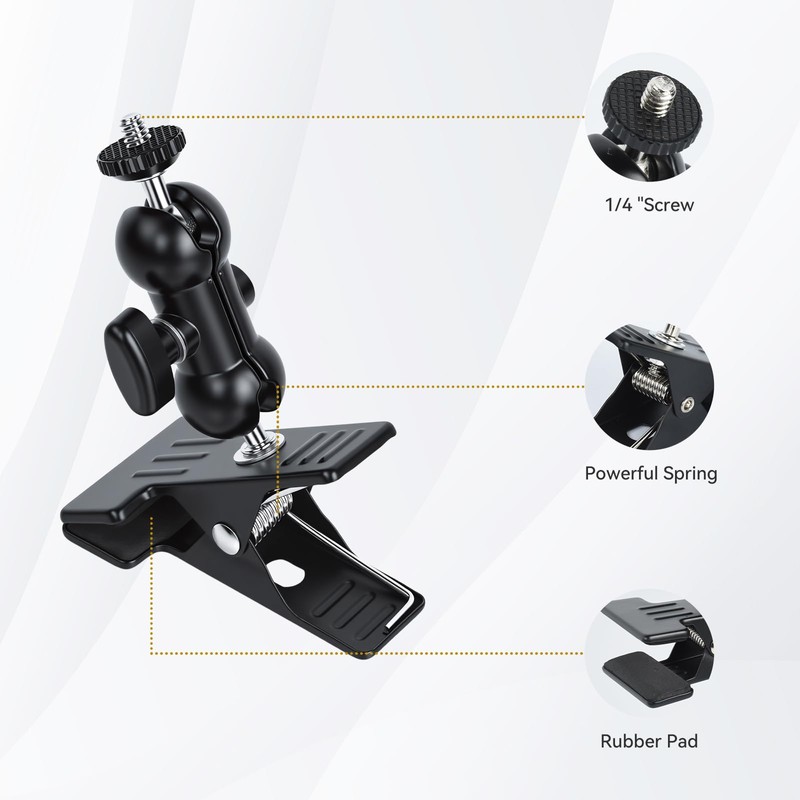 UTEBIT Dual Ball Head Cameras Clip for GoPro, with 1/4''