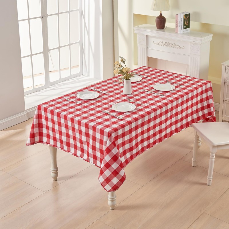 BALCONY & FALCON Rectangular Checkered Tablecloth Waterproof Washable Gingham Reversible