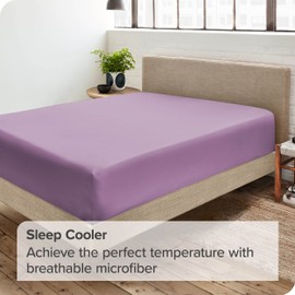 Bare Home Fitted Bottom Sheet Double - Premium 1800 Ultra-Soft Microfibre - Ultra-Soft Wrinkle Free - Deep Pocket - 35 CM Deep - 15" Deep - Double Fitted Sheet (Double, Lavender)