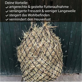 Extra Large Hay Net for Horses 5 x 5 cm Mesh Species-Appropriate Feeding Improved Digestion Hay Bag for Travelling Feeding Bag for Ponies Young Horses Old Horses Goats (1 x Navy Blue)