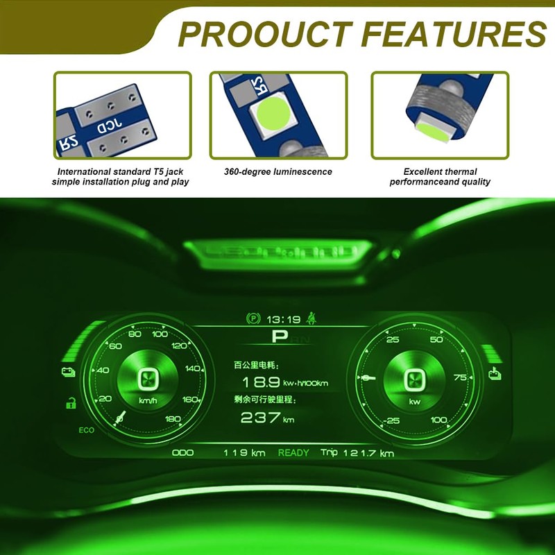 RGOAANC 20PCS T5 LED Lights for Car Dashboard, Dashboard Bulbs,