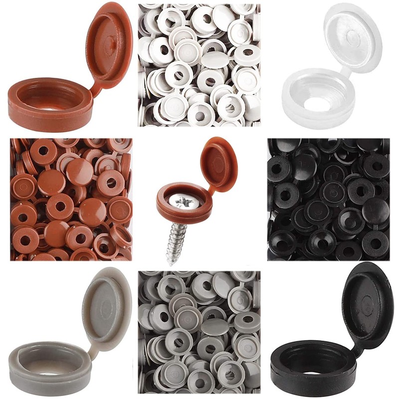 200Pcs Screw Covers White Plastic Screw Cap Hinged Fold Over