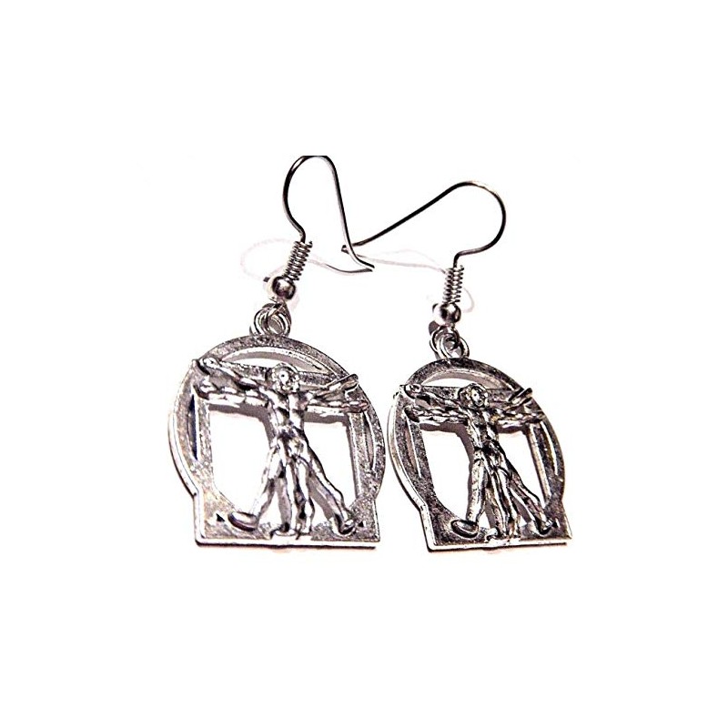 Leonardo DaVinci's Vitruvian Man Hypoallergenic Earrings on French Hooks Renaissance