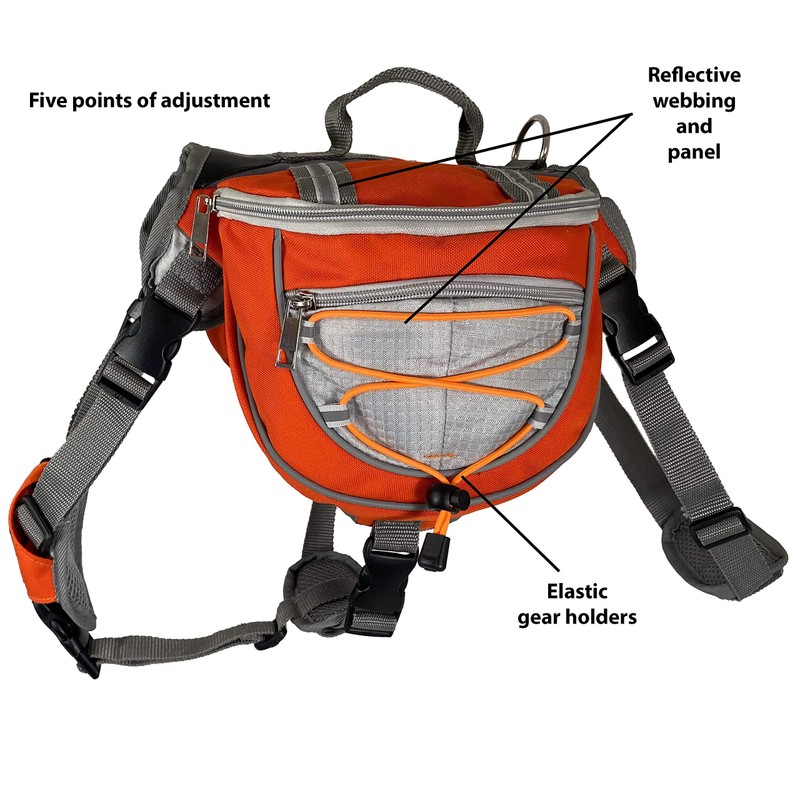 Saddlebag Back Pack & Harness Combo for Dogs 30-100+ lbs.