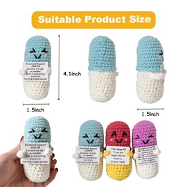 HivFov 3PCS Adorable Crochet Chill Pill,Emotional Support Pills,Emergency Pills,Crochet Stuffed Pill,Stress Relief,Caring Gifts,Get Well Soon,Office Desk Decor,Home Table Decor,Gift for her
